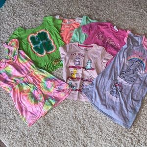 6x&7, Multiple shirts, one romper and one nightie.